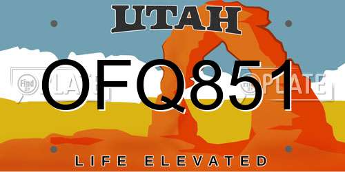 OFQ851 Utah License Plate