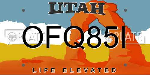 OFQ85I Utah License Plate