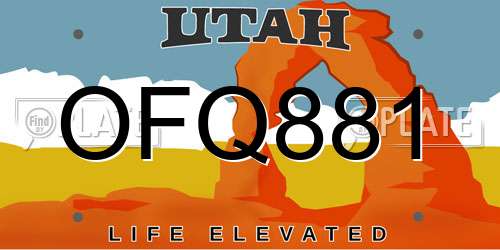 OFQ881 Utah License Plate