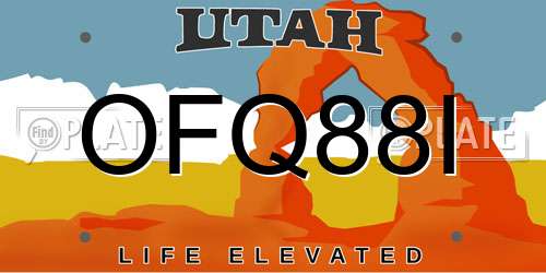 OFQ88I Utah License Plate