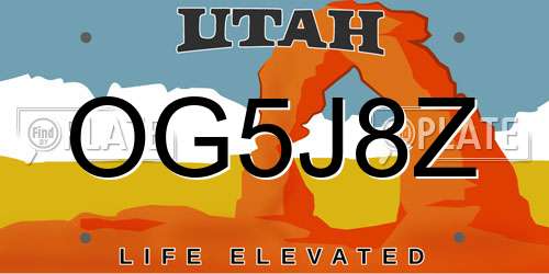 OG5J8Z Utah License Plate