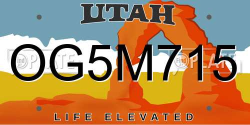OG5M715 Utah License Plate