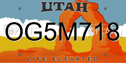 OG5M718 Utah License Plate