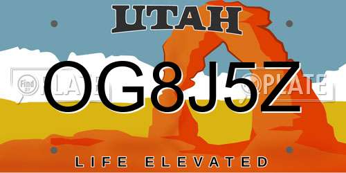 OG8J5Z Utah License Plate