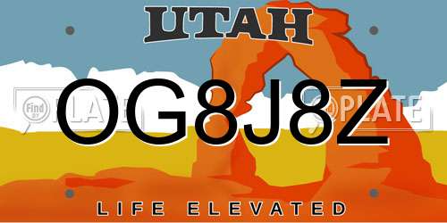 OG8J8Z Utah License Plate