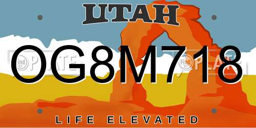 OG8M718 Utah License Plate
