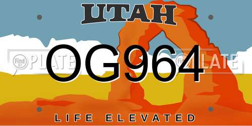 OG964 Utah License Plate