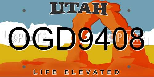OGD9408 Utah License Plate