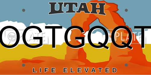 OGTGQQT Utah License Plate