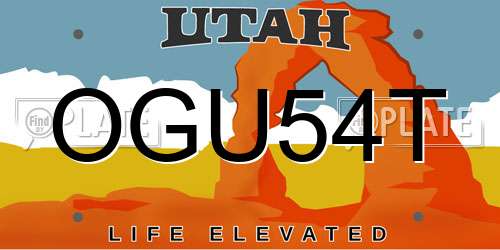 OGU54T Utah License Plate