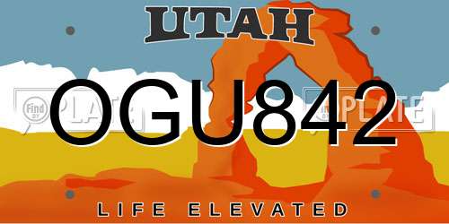 OGU842 Utah License Plate