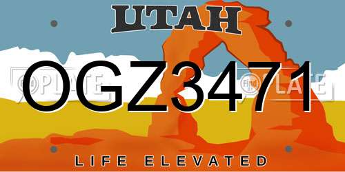 OGZ3471 Utah License Plate