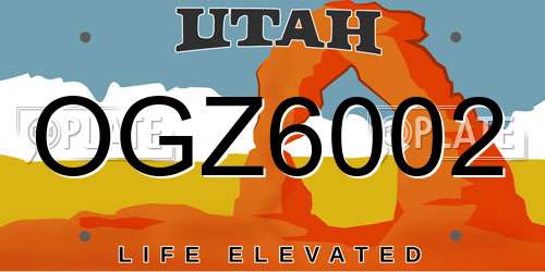 OGZ6002 Utah License Plate