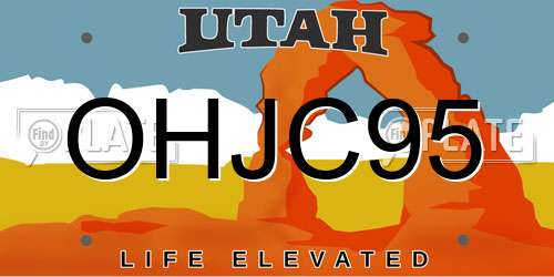 OHJC95 Utah License Plate
