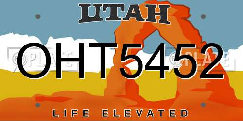 OHT5452 Utah License Plate
