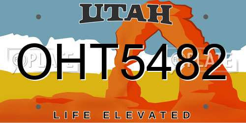 OHT5482 Utah License Plate