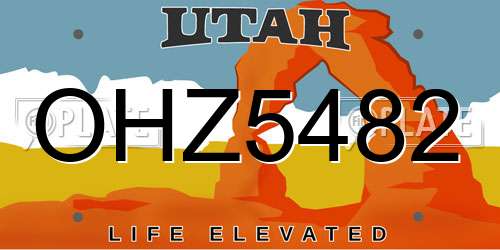 OHZ5482 Utah License Plate