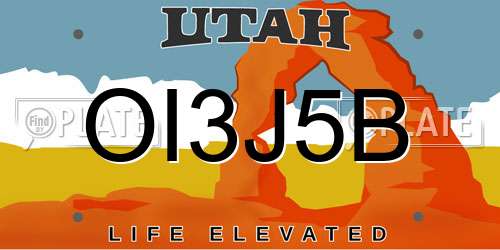 OI3J5B Utah License Plate