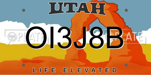 OI3J8B Utah License Plate