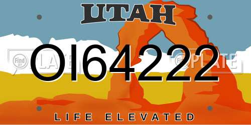 OI64222 Utah License Plate