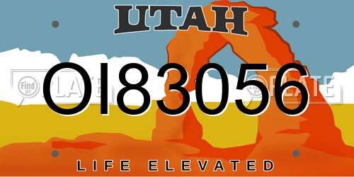 OI83056 Utah License Plate