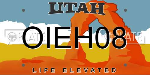 OIEH08 Utah License Plate