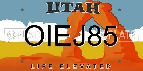 OIEJ85 Utah License Plate