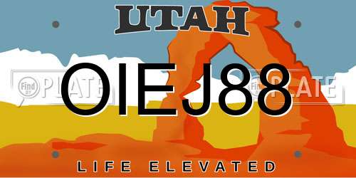 OIEJ88 Utah License Plate