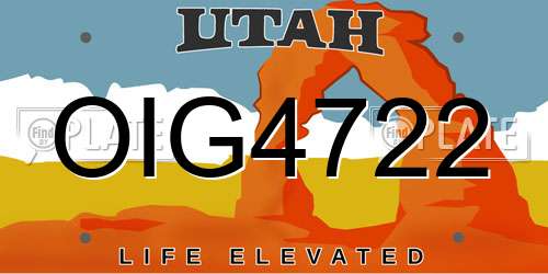 OIG4722 Utah License Plate