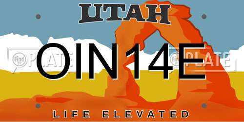 OIN14E Utah License Plate
