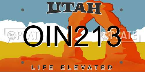 OIN213 Utah License Plate