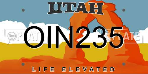 OIN235 Utah License Plate