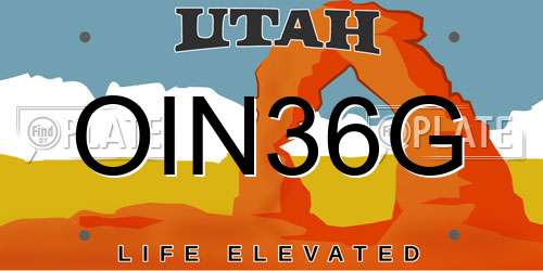 OIN36G Utah License Plate