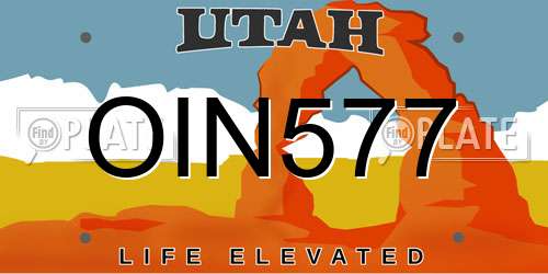 OIN577 Utah License Plate