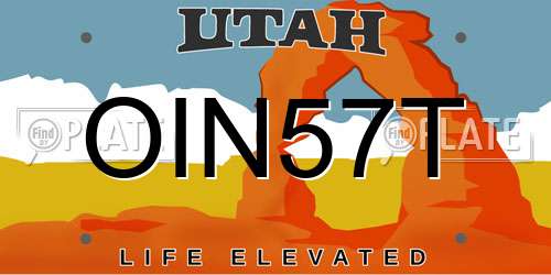 OIN57T Utah License Plate