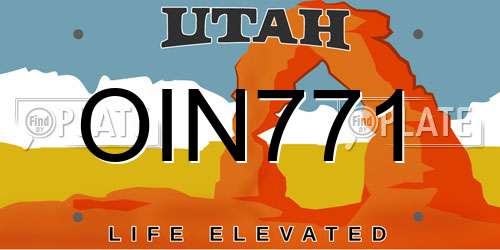 OIN771 Utah License Plate
