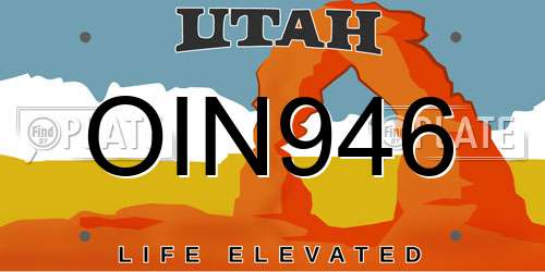 OIN946 Utah License Plate