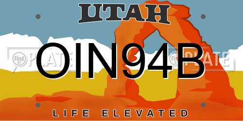 OIN94B Utah License Plate