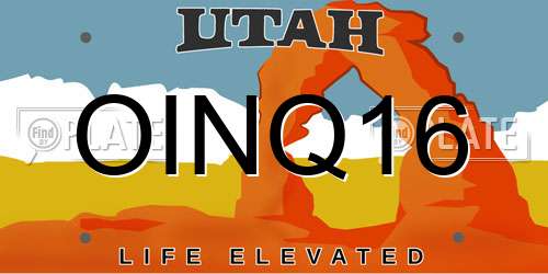 OINQ16 Utah License Plate