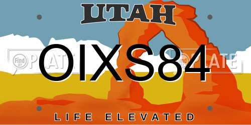OIXS84 Utah License Plate