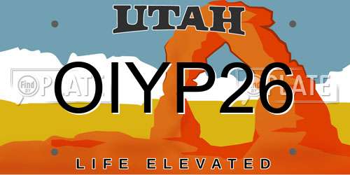 OIYP26 Utah License Plate