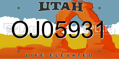 OJ05931 Utah License Plate