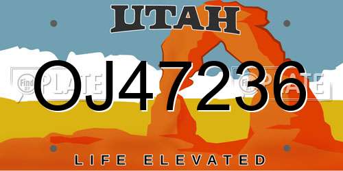OJ47236 Utah License Plate