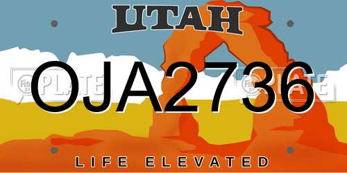 OJA2736 Utah License Plate