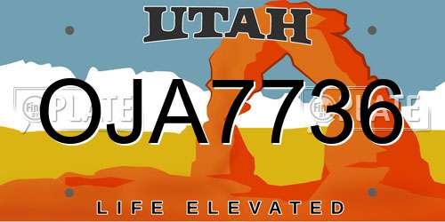 OJA7736 Utah License Plate