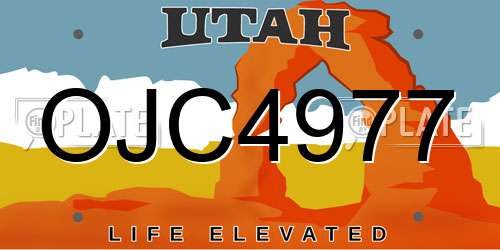 OJC4977 Utah License Plate