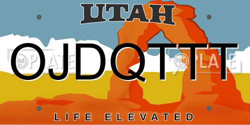OJDQTTT Utah License Plate