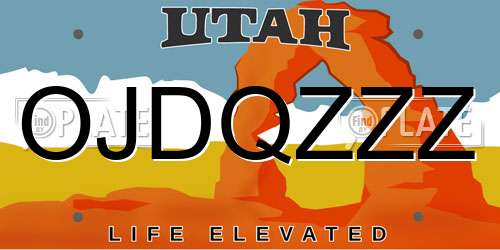 OJDQZZZ Utah License Plate