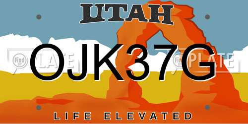 OJK37G Utah License Plate