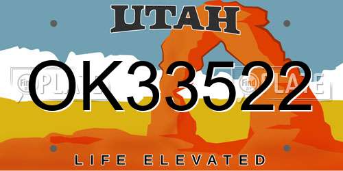 OK33522 Utah License Plate